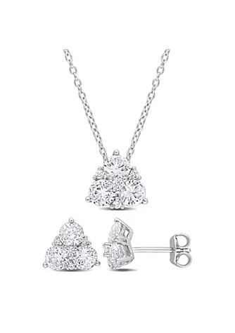 Belk 
Co. Lab Created 2-Piece Set of Created White Sapphire Earrings and Pendant with Chain in Sterling Silver