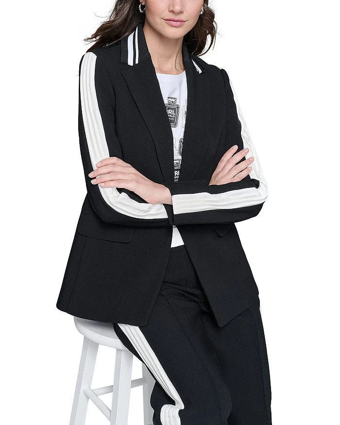Karl Lagerfeld Paris Contrast Pleated Trim Blazer 6