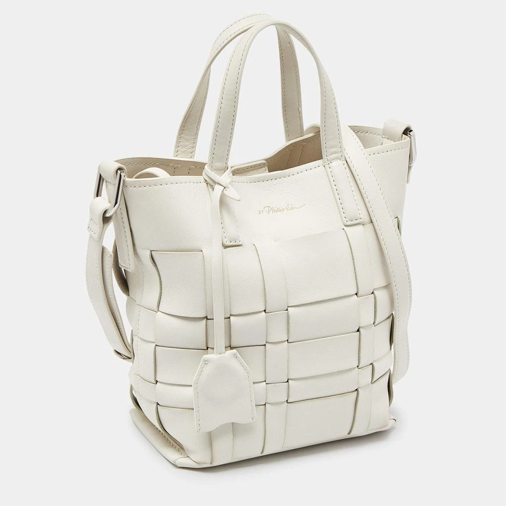 3.1 Phillip Lim 3.1 Phillip Lim Off White Woven Leather Mini Odita Lattice Bucket Bag 3