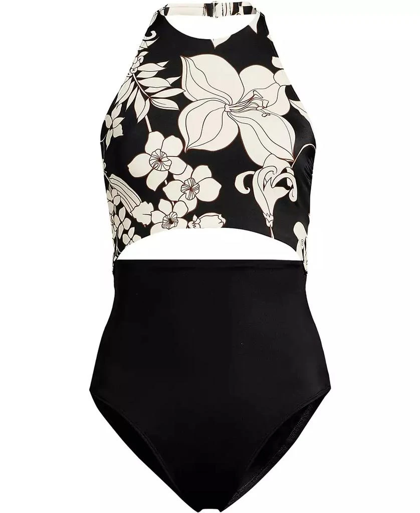 Lands
 End Women
s Long Torso Tugless Halter Monokini High Leg One Piece Swimsuit 3