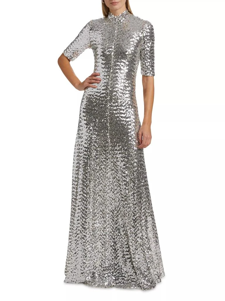 ROSETTA GETTY Sequined Turtleneck A-Line Gown 3