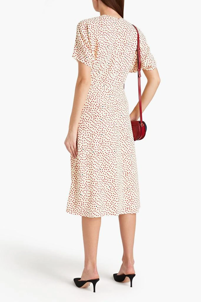 Victoria Beckham Pleated polka-dot stretch-crepe midi dress 3