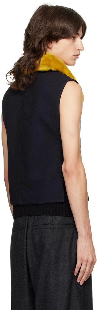 Dries Van Noten Navy & Black Paneled Leather Vest 3