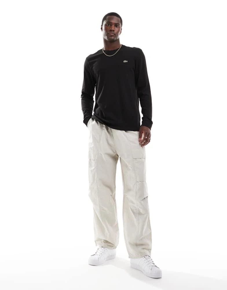 Lacoste Lacoste logo long sleeve t-shirt in black 3