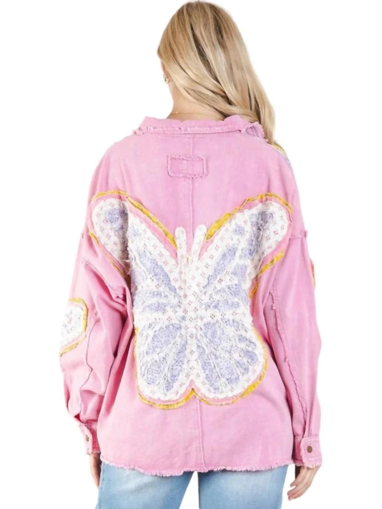 Blue Velvet Butterfly Patch Jacket In Pink/purple 2