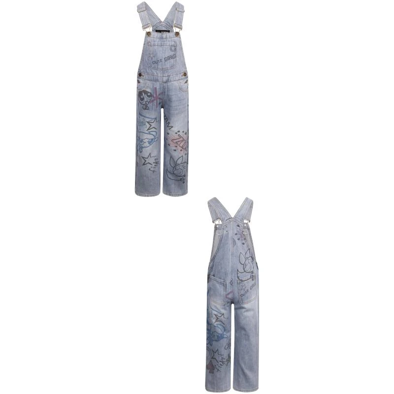 Desigual Power puff girls denim dungarees in blue 1