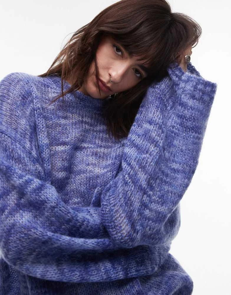 ARKET ARKET super soft alpaca and wool blend  relaxed sweater in blue space dye 1