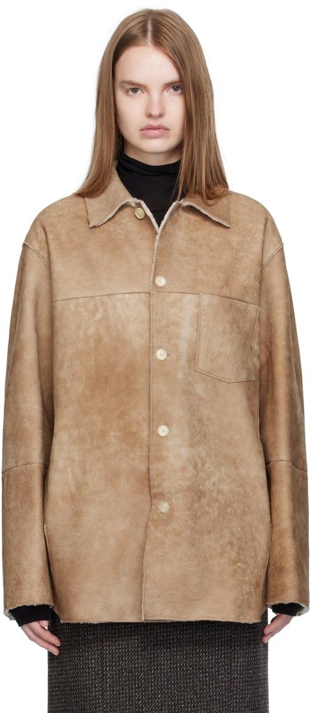 AURALEE Green Merino Mouton Shearling Shirt Jacket - Jackets