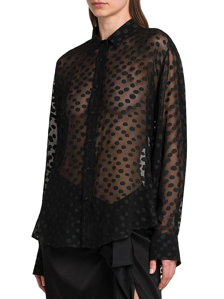 Stella McCartney Dots Sheer Crepon Button-Front Shirt 4