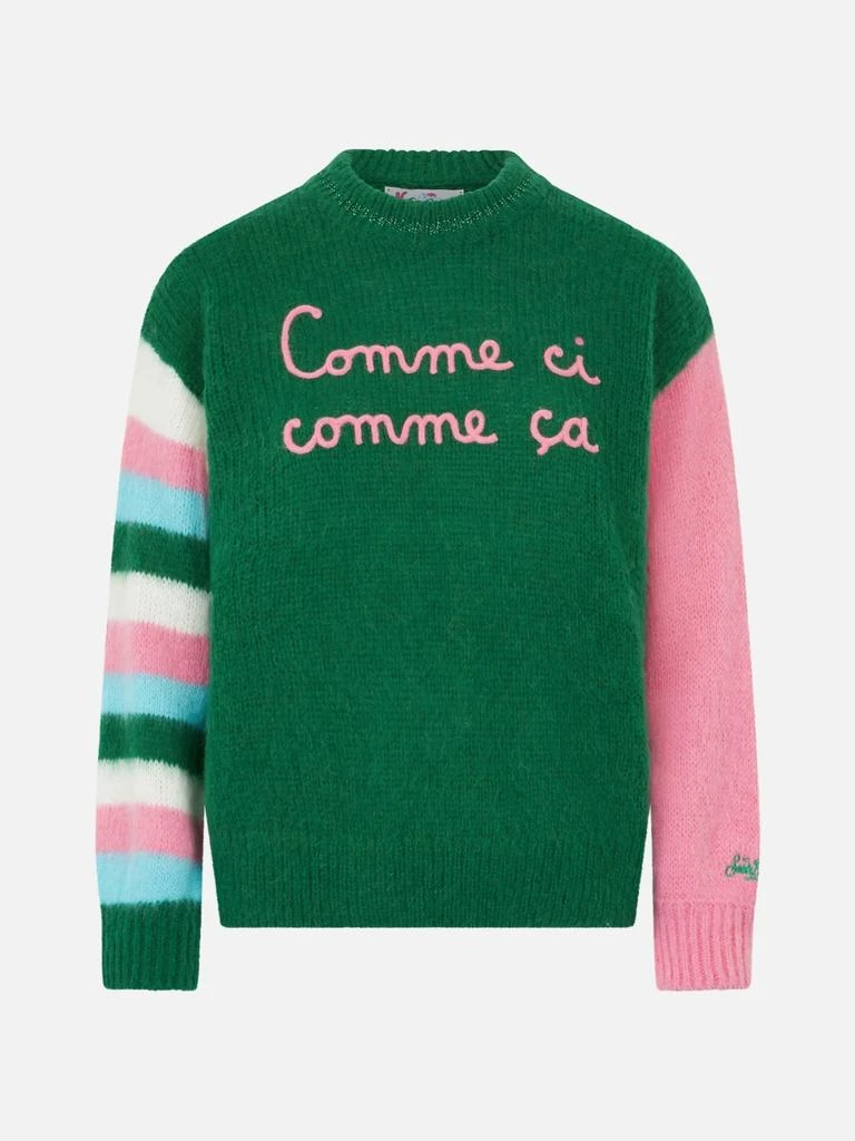 Mc2 Saint Barth Woman Boxy Shape Soft Sweater With Comme Ci Comme ça Embroidery 2