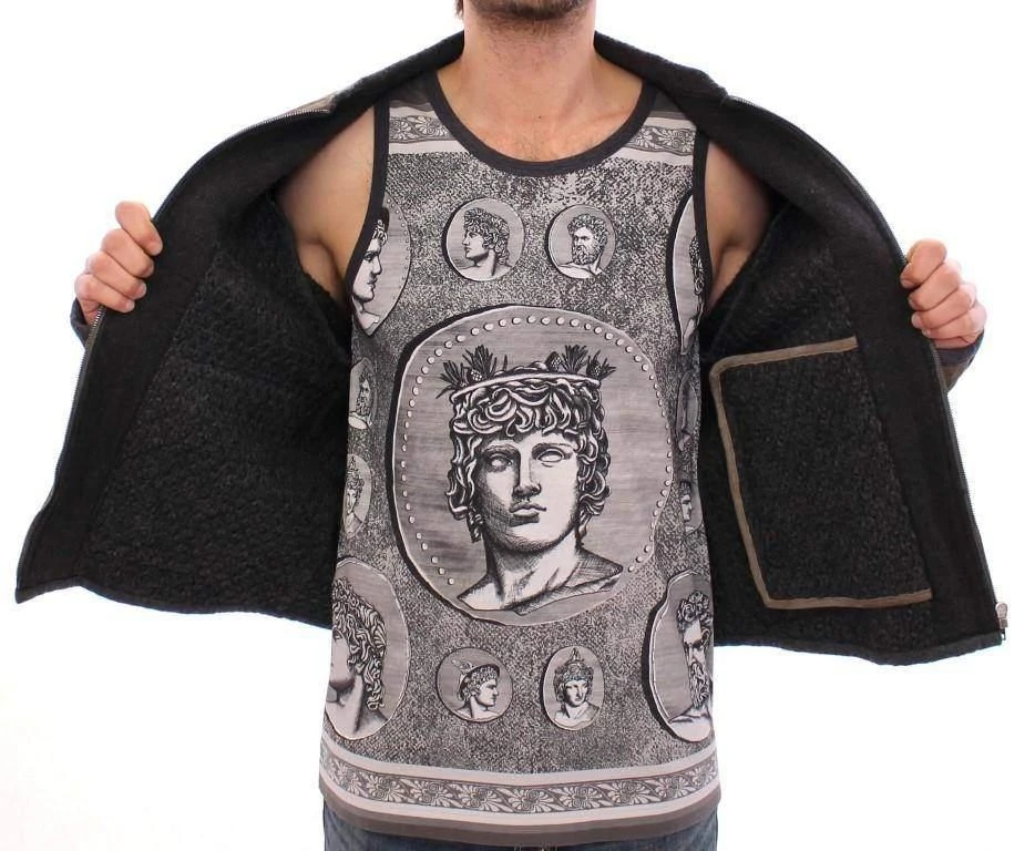 Dolce & Gabbana Dolce & Gabbana  Brown Gray Leather Jacket Coat 6