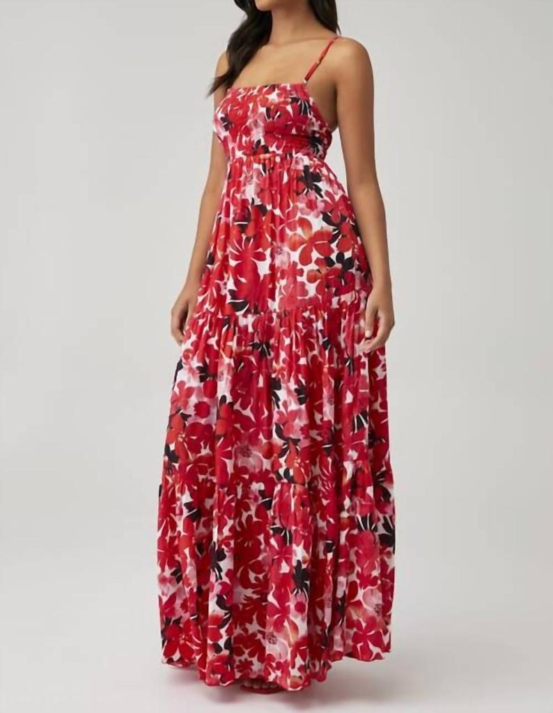 Tiare Hawaii Kailani Maxi Dress In Fiji Flowers Red