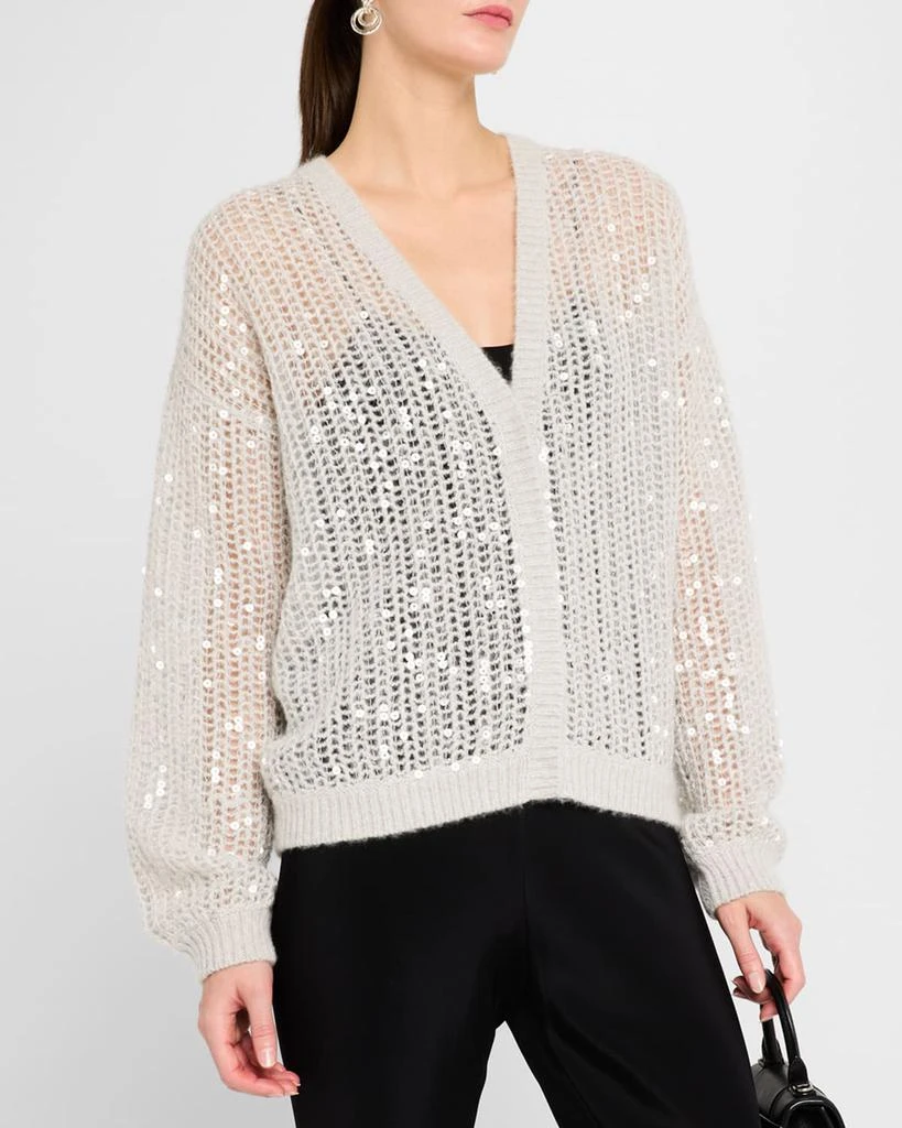 TSE Cashmere Cashmere Open-Weave Sequin Cardigan 4