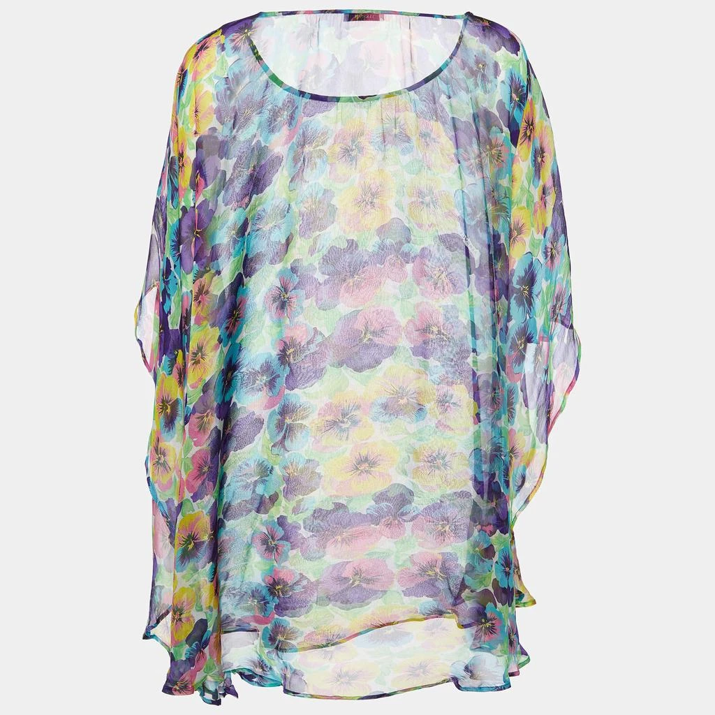 Versace Versace Multicolor Floral Printed Silk Kaftan Top L 2