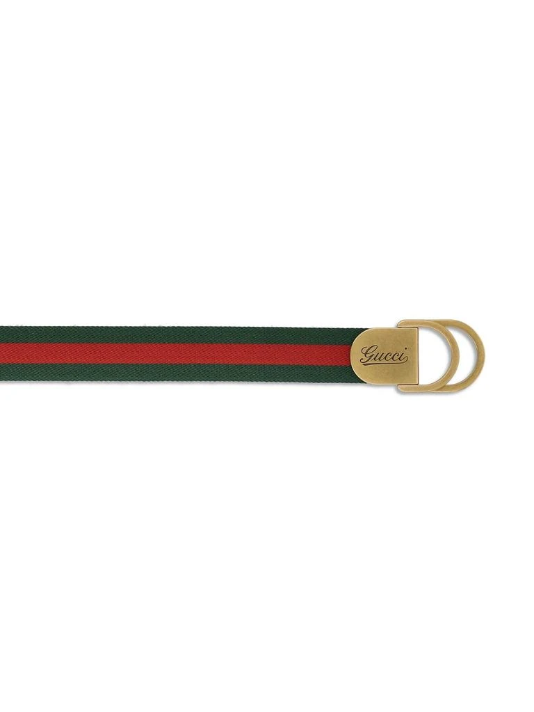 Gucci Gucci Web Logo Engraved Striped Belt 2
