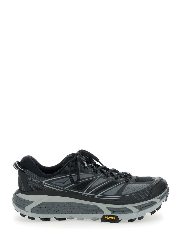 Hoka One One 'Mafate Speed 2' Black Low Top Sneakers With Logo Print On The Side In Tech Fabric Man