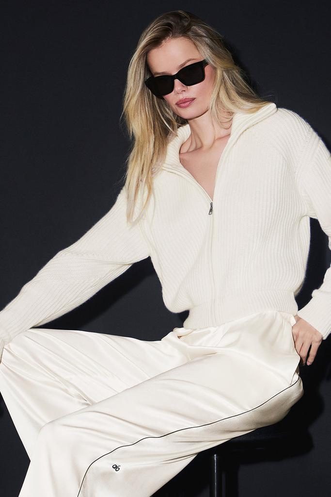 Alo Courchevel Cashmere Full Zip Jacket - Ivory - Jackets