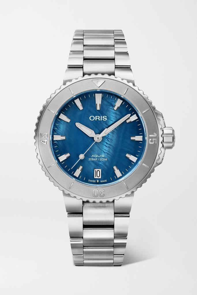 ORIS Aquis Date 36.5 毫米珍珠母精钢腕表