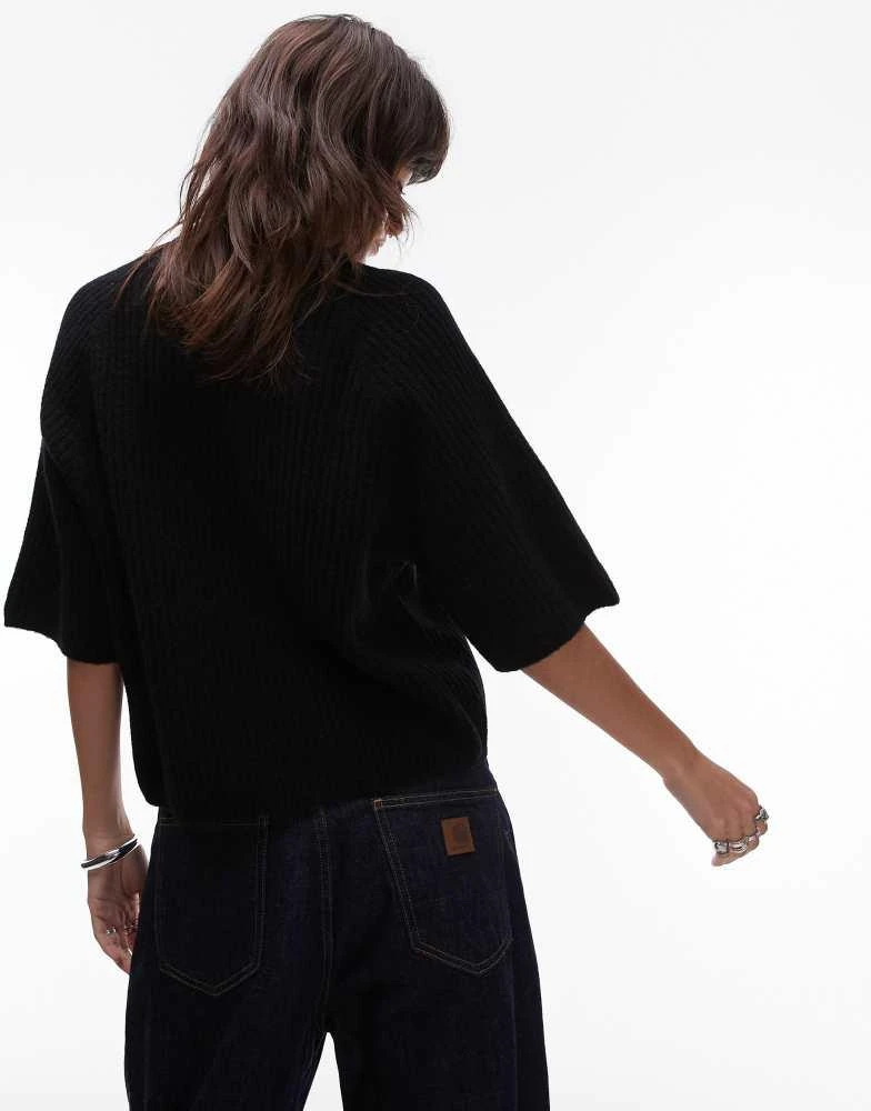 & Other Stories & Other Stories alpaca short sleeve knitted jumper in black 3