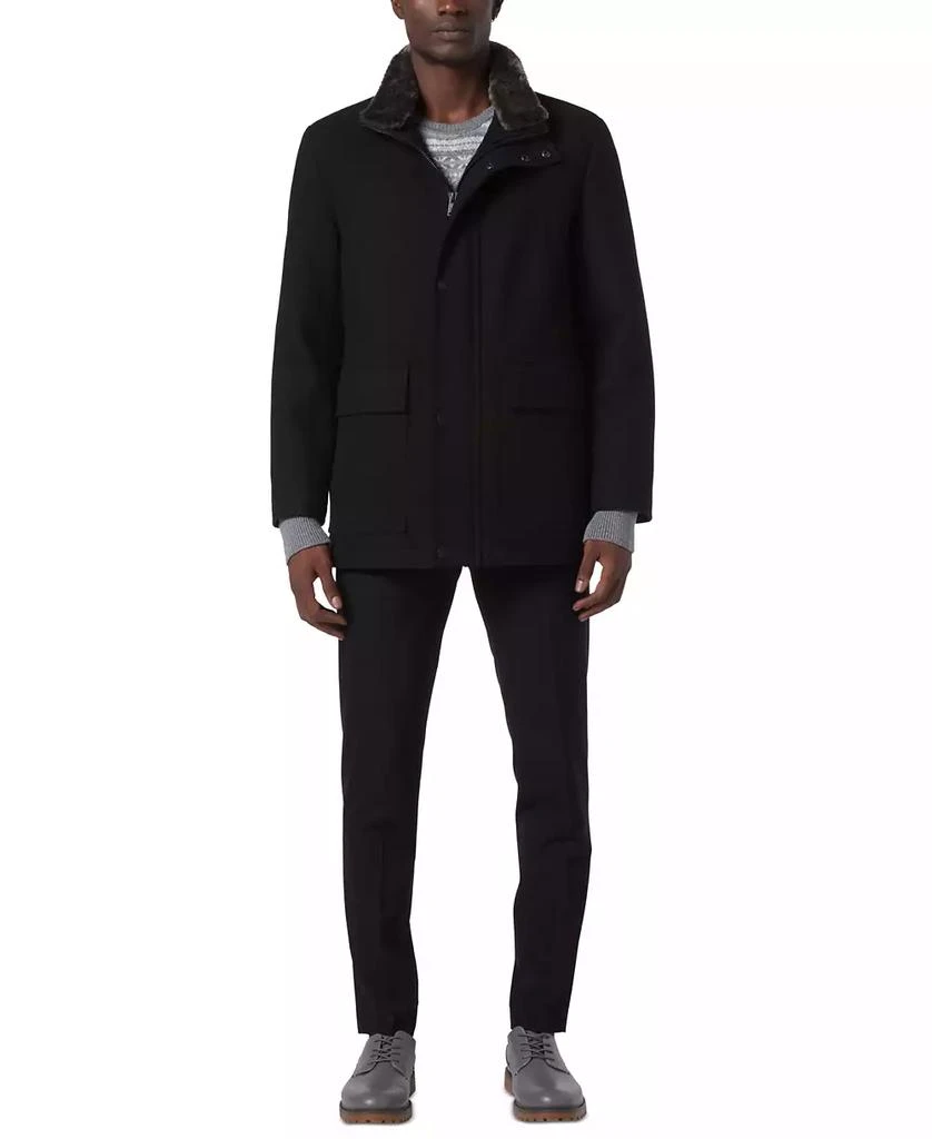 Marc New York by Andrew Marc Men's Brooks Melton Wool Car Coat with Faux Fur Collar 5