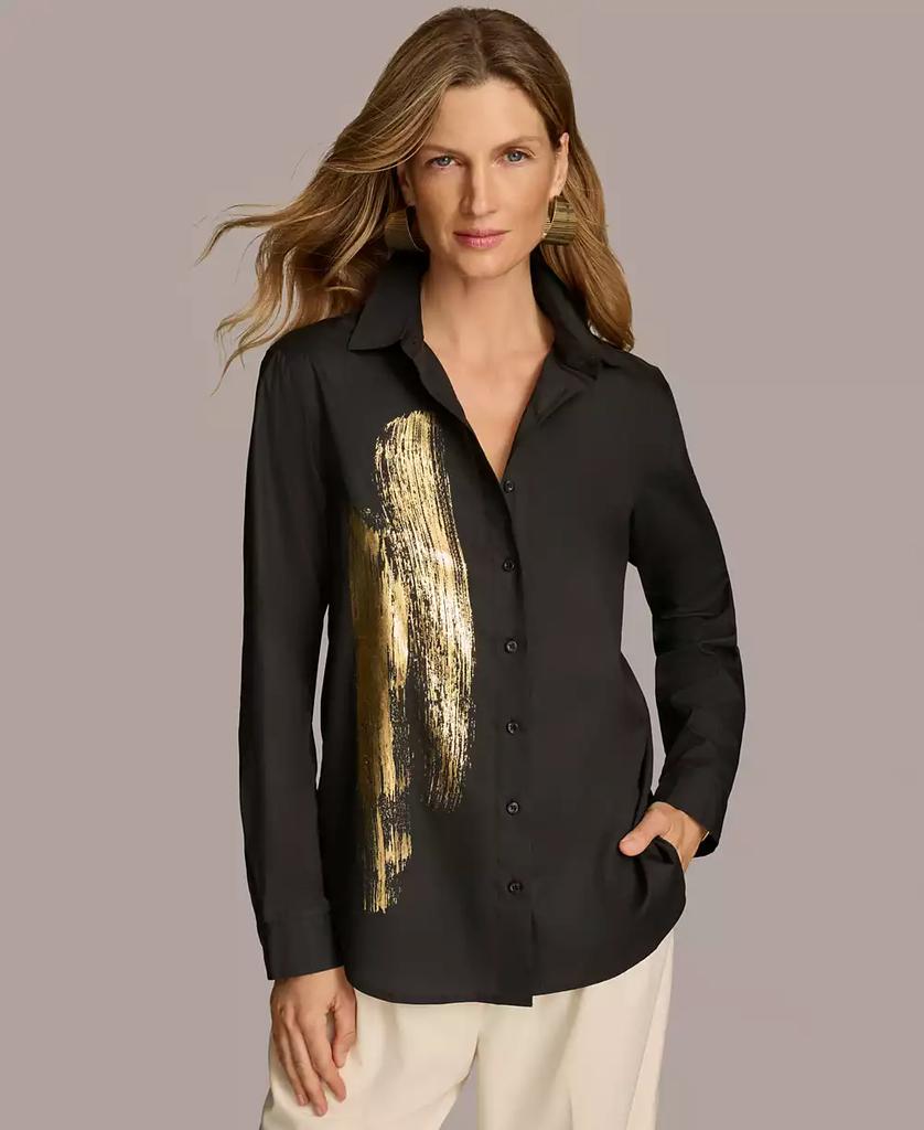 Donna Karan Women's Metallic Detail Button-Down Shirt