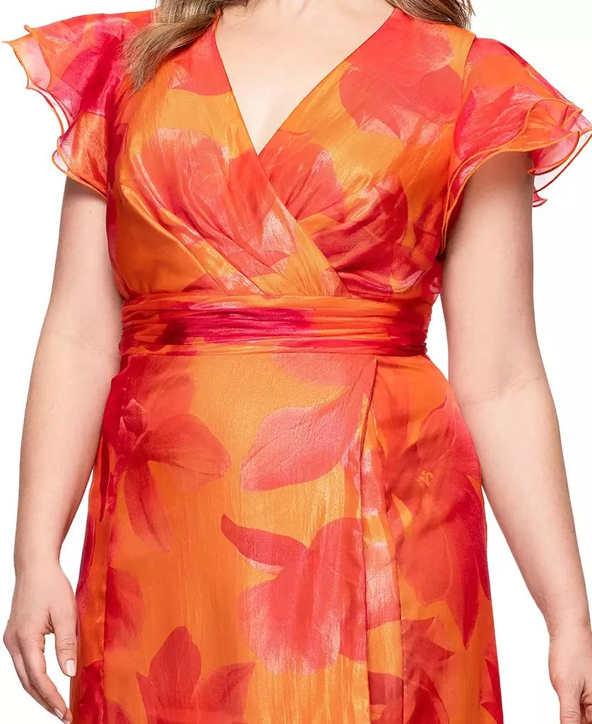 XSCAPE Plus Size Floral-Print Chiffon High-Low Dress 3