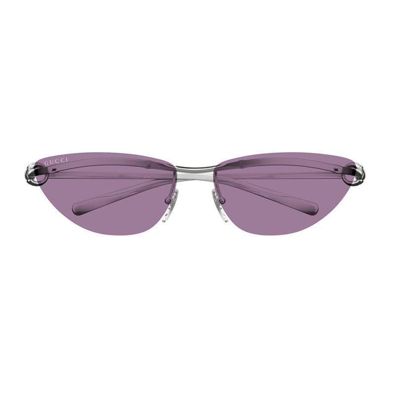 Gucci Gucci Cat Eye Rimless, with a Silver frame and Violet lens.