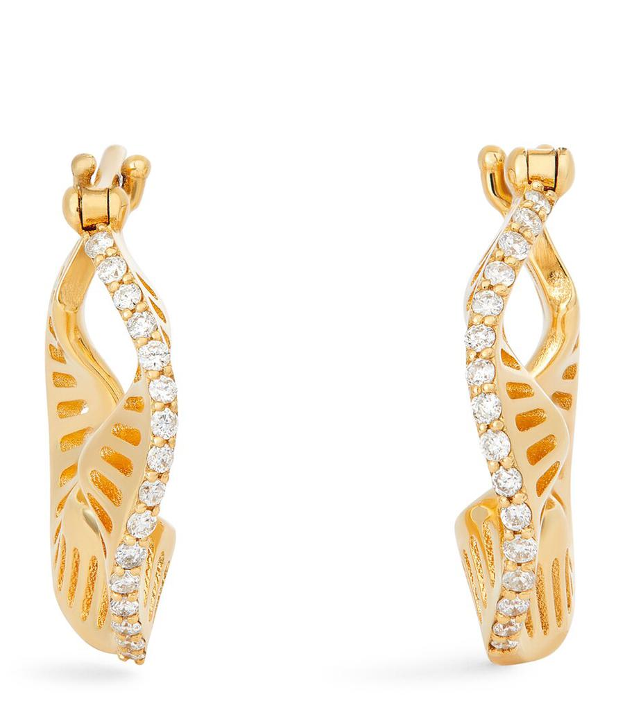 L'ATELIER NAWBAR Yellow Gold and Diamond Cosmic Rays Hoop Earrings