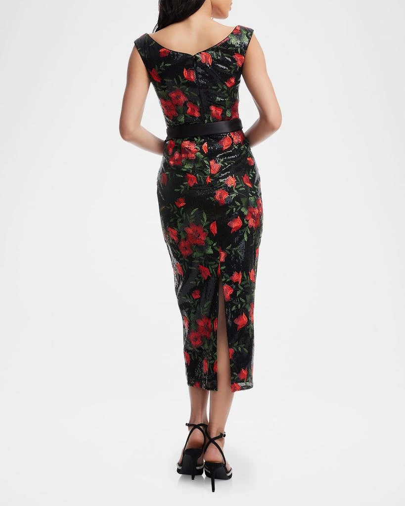 Dress the Population Black Label Francine Floral-Embroidered Sequin Midi Dress 3