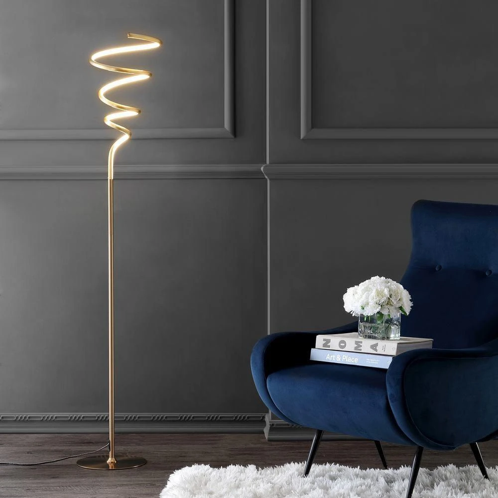 JONATHAN Y Scribble 60.5" Modern Dimmable Metal Integrated LED Floor Lamp 1