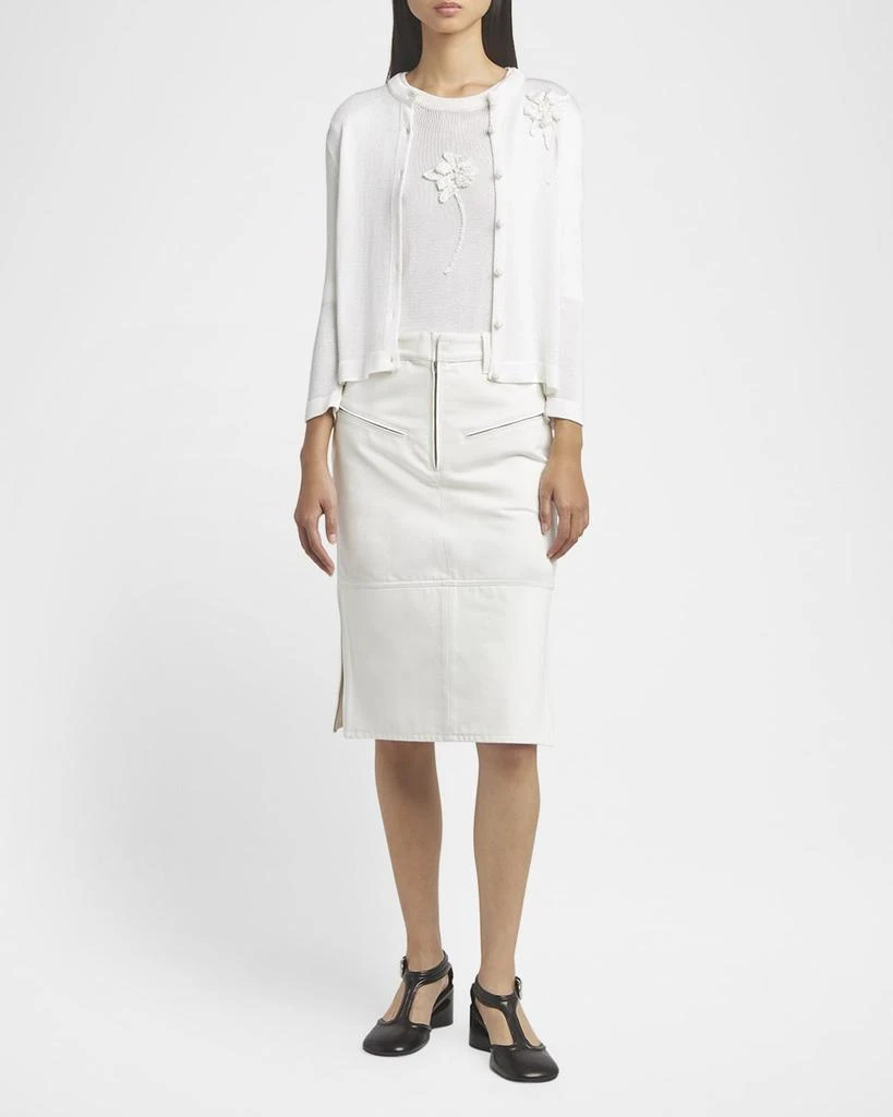 Jil Sander Crochet Flower Three-Quarter Sleeve Cardigan 2
