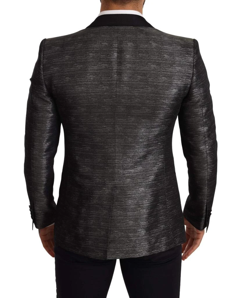 Dolce & Gabbana Dolce & Gabbana Gray Metallic Black Slim Tuxedo Blazer 3