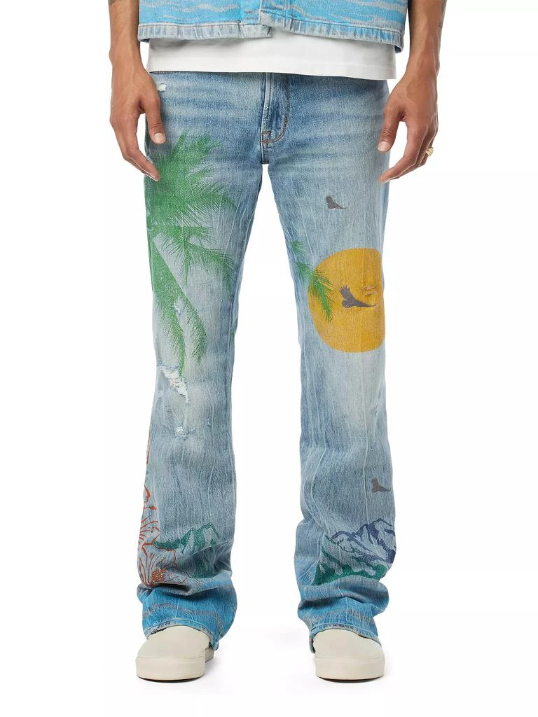 Hudson Walker Palm Painted Kick Flare Jeans 4