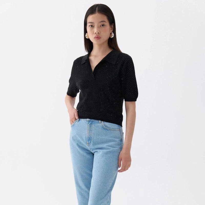 Nocturne Rhinestone Embroidered Knitwear Top 2