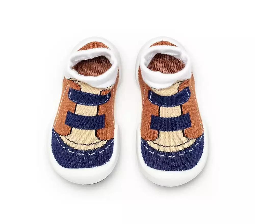 Komuello Infant Boys Breathable Washable Non-Slip Sock Shoes Walker - Brown