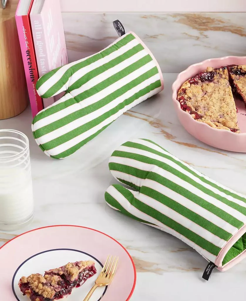 Kate Spade Botanical Stripe Oven Mitt 2-Pack Set, 7" x 13" 12