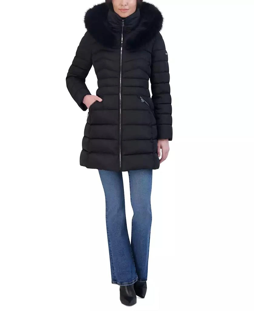 Laundry by Shelli Segal Women's Faux-Fur-Trim Hooded Puffer Coat 7