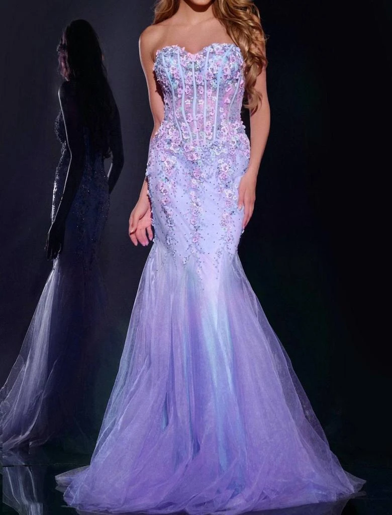 Jovani Jovani - Floral Embellished Corset Prom Dress 3