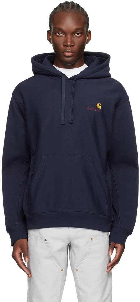 Carhartt WIP Navy American Script Hoodie 1