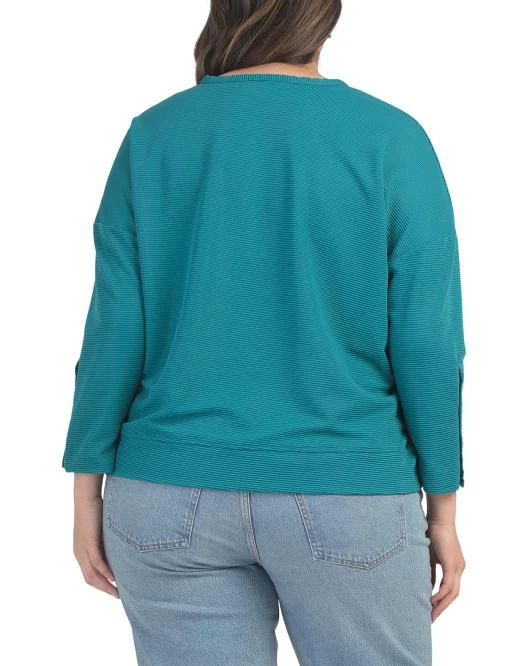 CABLE & GAUGE Plus Dolman Sleeve Top With Buttons 2