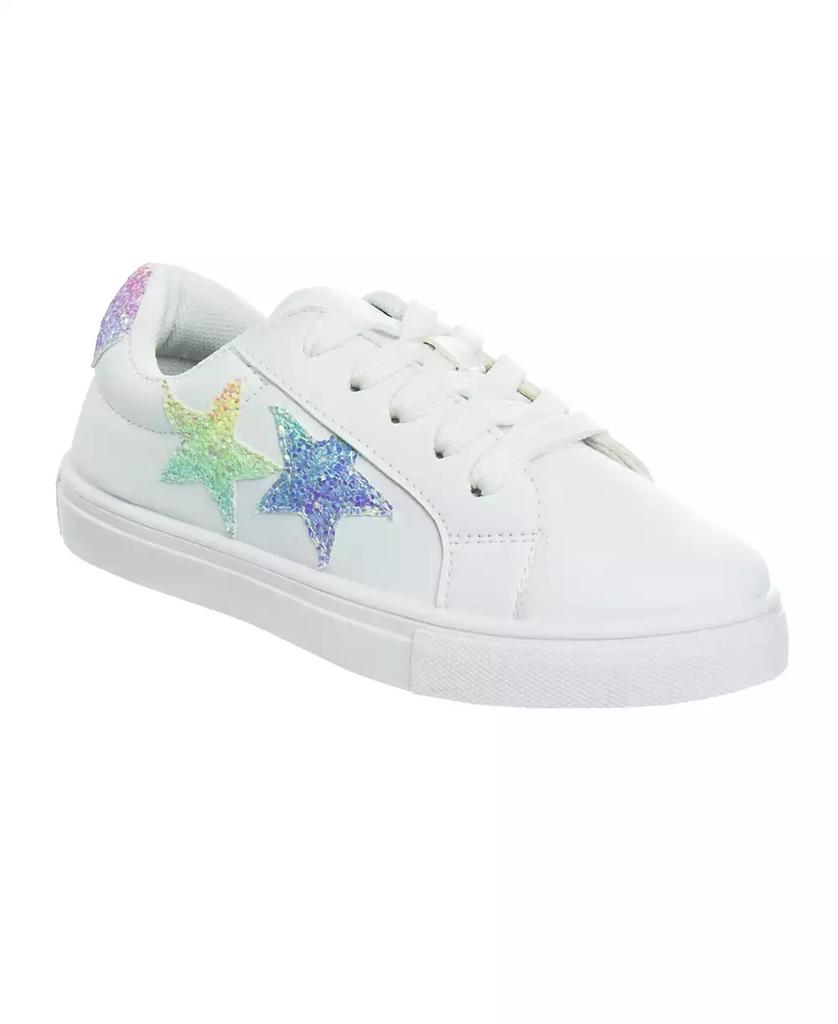 Kensie Big Girls Lace Up Glittery Casual Sneakers