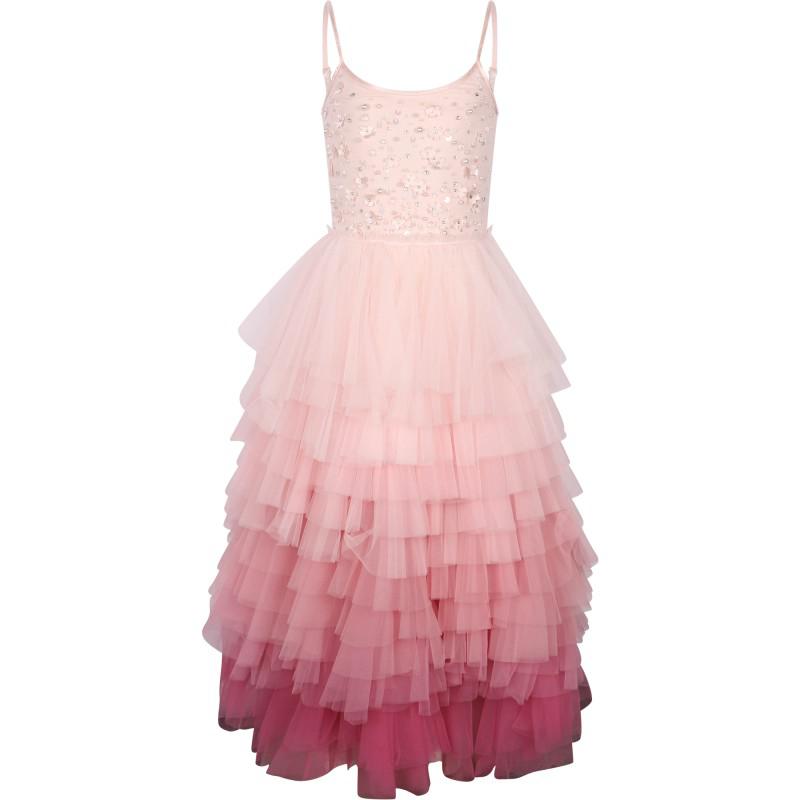 Tutu Du Monde Long tiered tulle dress in pink