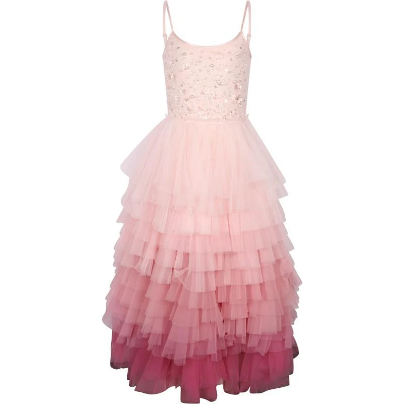 Tutu Du Monde Long tiered tulle dress in pink 1