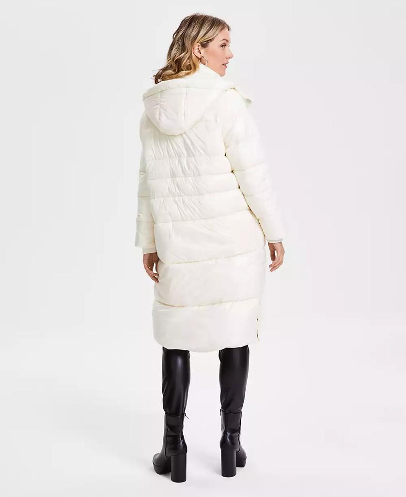 GUESS Women's Shine Hooded Mid-Length Puffer Coat