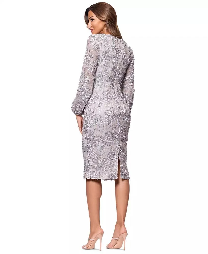 XSCAPE Women's Soutache Lace Blouson-Sleeve Sheath Dress 4