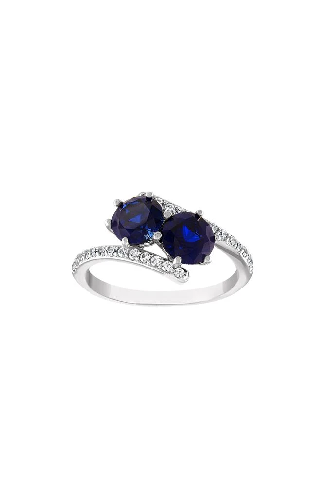 FUZION CREATIONS Blue 
White Lab Grown Sapphire Bypass Ring