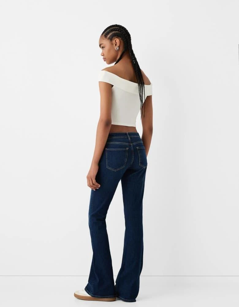 Bershka Bershka high waisted flared jeans in dark wash 4
