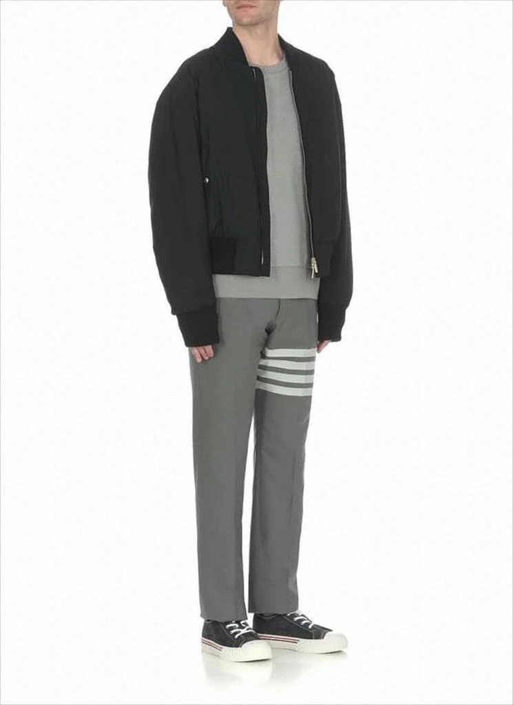 Thom Browne Padded Black Bomber Jacket with Gold Zipper and Ribbed Details 2