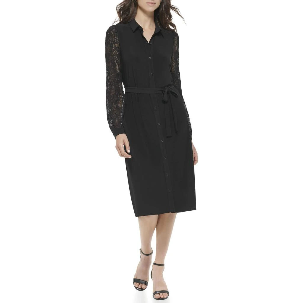 Tommy Hilfiger Long Sleeve Jersey Shirtdress with Lace Sleeve 1