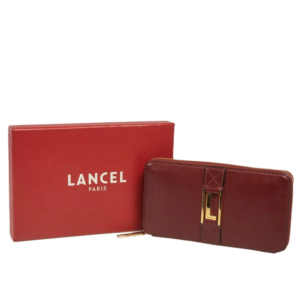 LANCEL Lancel Burgundy Leather Logo Zip Around Wallet 7